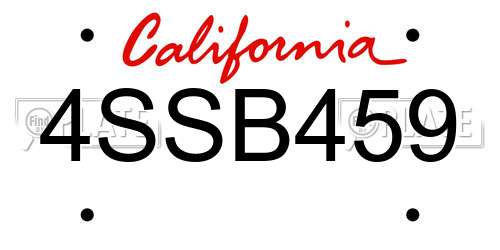 4SSB459 California License Plate