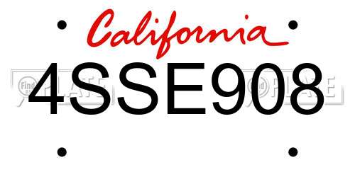 4SSE908 California License Plate