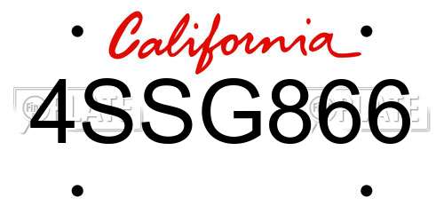 4SSG866 California License Plate