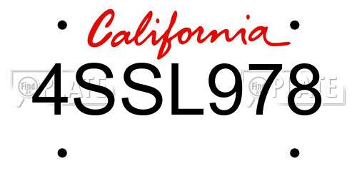 4SSL978 California License Plate
