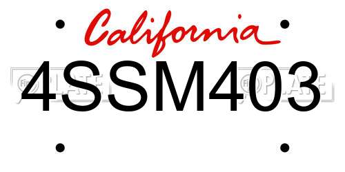 4SSM403 California License Plate