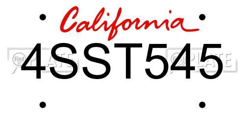4SST545 California License Plate