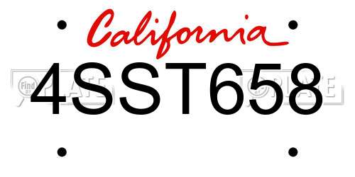 4SST658 California License Plate