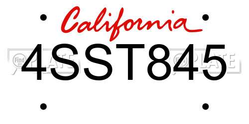4SST845 California License Plate