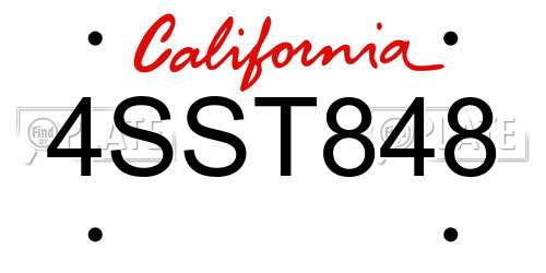 4SST848 California License Plate