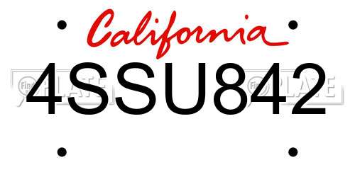 4SSU842 California License Plate