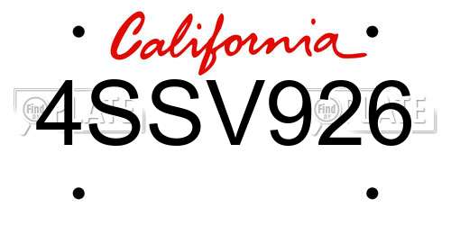 4SSV926 California License Plate