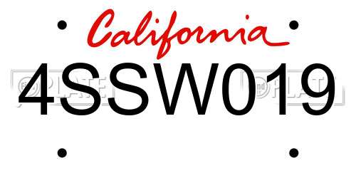 4SSW019 California License Plate
