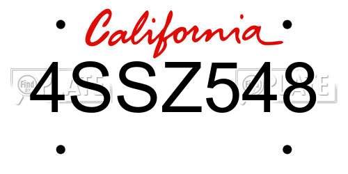 4SSZ548 California License Plate