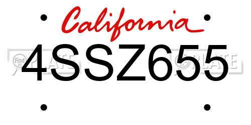 4SSZ655 California License Plate