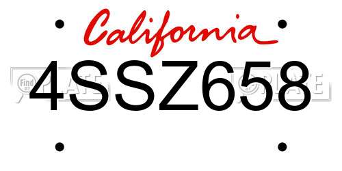 4SSZ658 California License Plate
