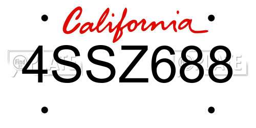 4SSZ688 California License Plate