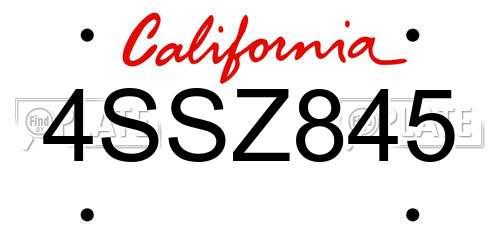 4SSZ845 California License Plate