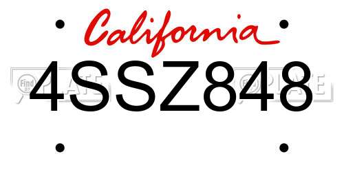4SSZ848 California License Plate