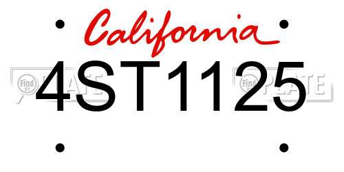 4ST1125 California License Plate