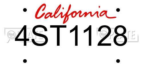 4ST1128 California License Plate