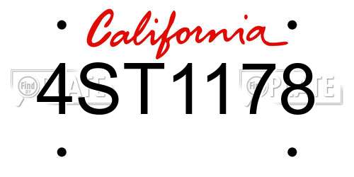 4ST1178 California License Plate