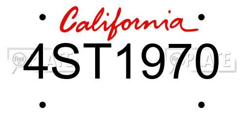 4ST1970 California License Plate