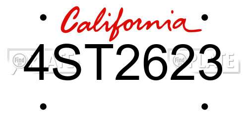 4ST2623 California License Plate