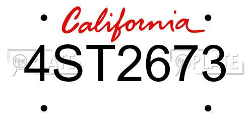 4ST2673 California License Plate