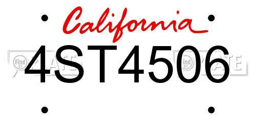 4ST4506 California License Plate