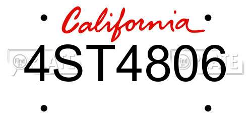 4ST4806 California License Plate
