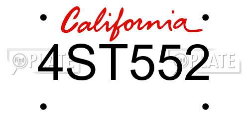 4ST552 California License Plate