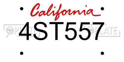 4ST557 California License Plate