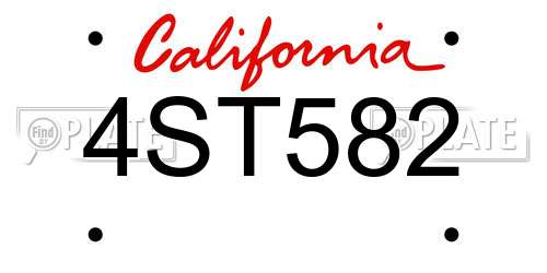 4ST582 California License Plate