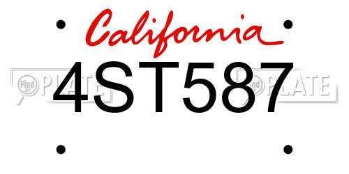 4ST587 California License Plate