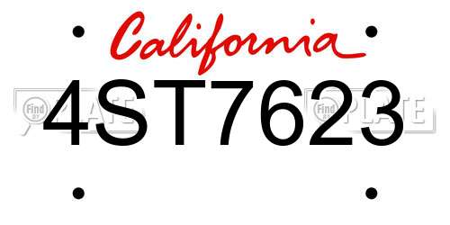 4ST7623 California License Plate