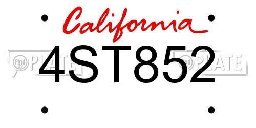 4ST852 California License Plate