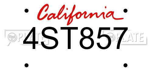 4ST857 California License Plate