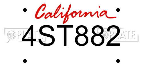 4ST882 California License Plate
