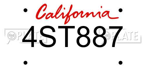 4ST887 California License Plate