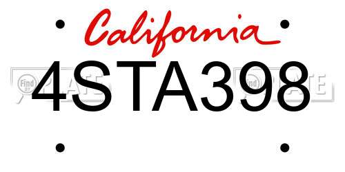 4STA398 California License Plate