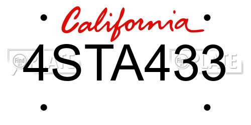 4STA433 California License Plate