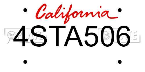 4STA506 California License Plate