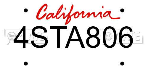 4STA806 California License Plate