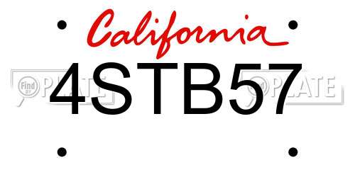4STB57 California License Plate