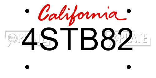 4STB82 California License Plate