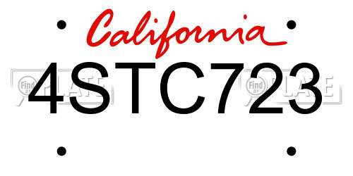 4STC723 California License Plate