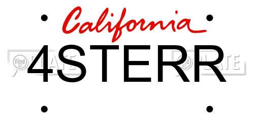 4STERR California License Plate
