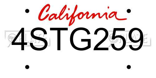 4STG259 California License Plate