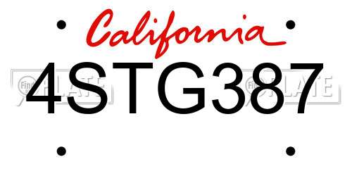 4STG387 California License Plate