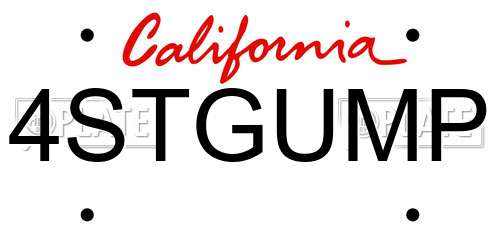 4STGUMP California License Plate