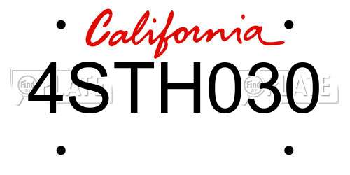4STH030 California License Plate