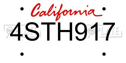 4STH917 California License Plate