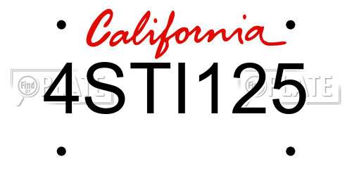 4STI125 California License Plate