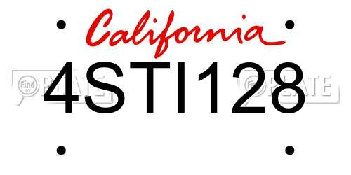 4STI128 California License Plate